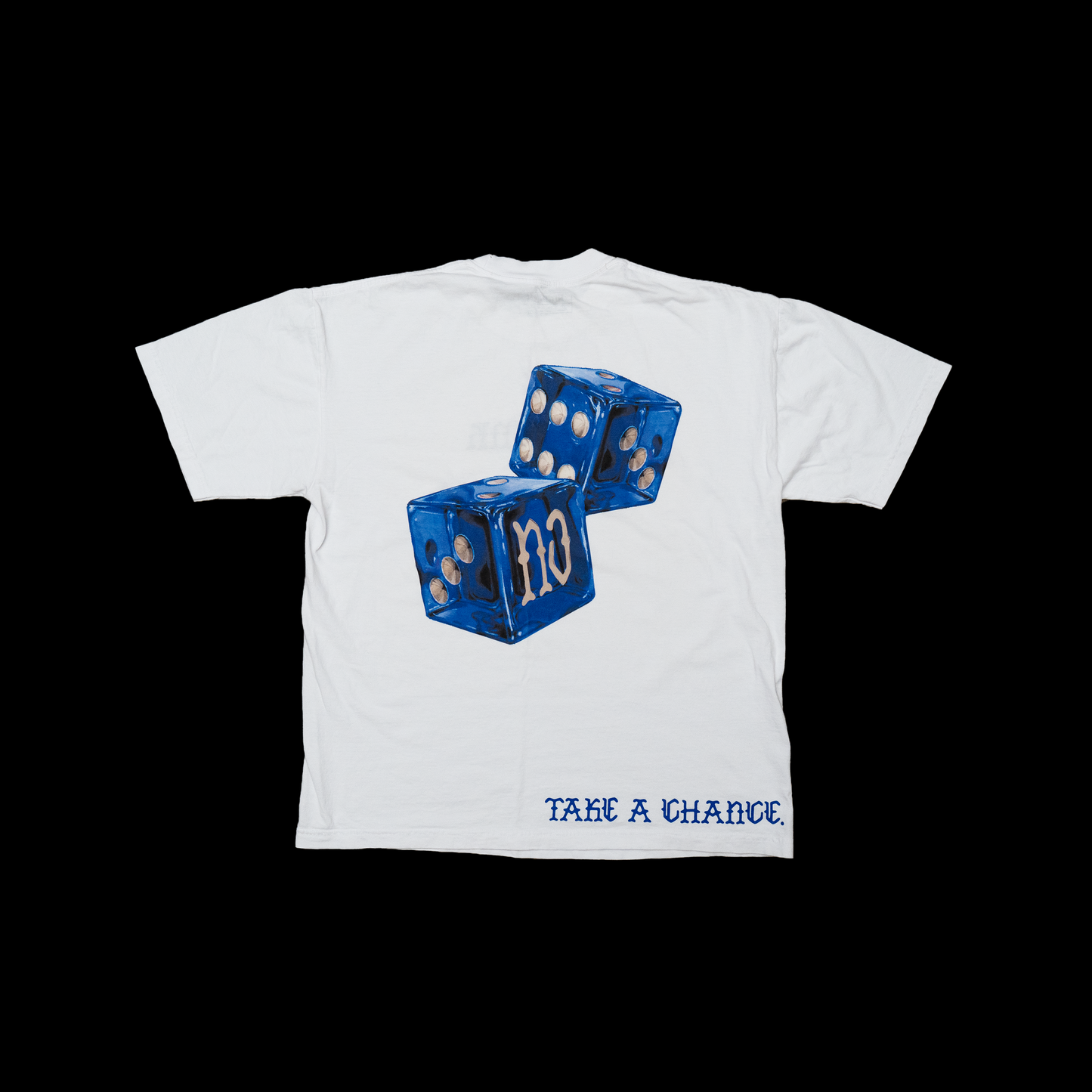 TAKE A CHANCE white-t blue dice